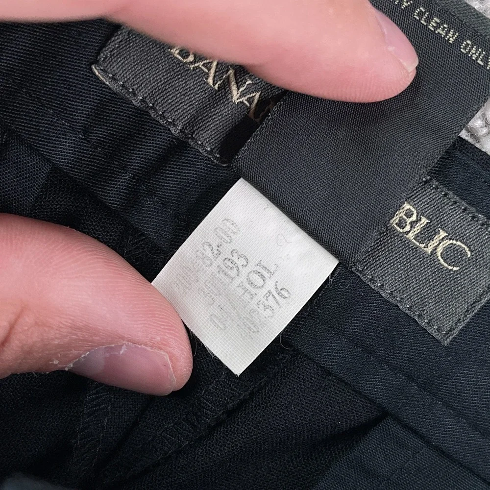 Vintage Banana Republic Pants Mens 33x30 Black Wool Blend Flat Front Trousers